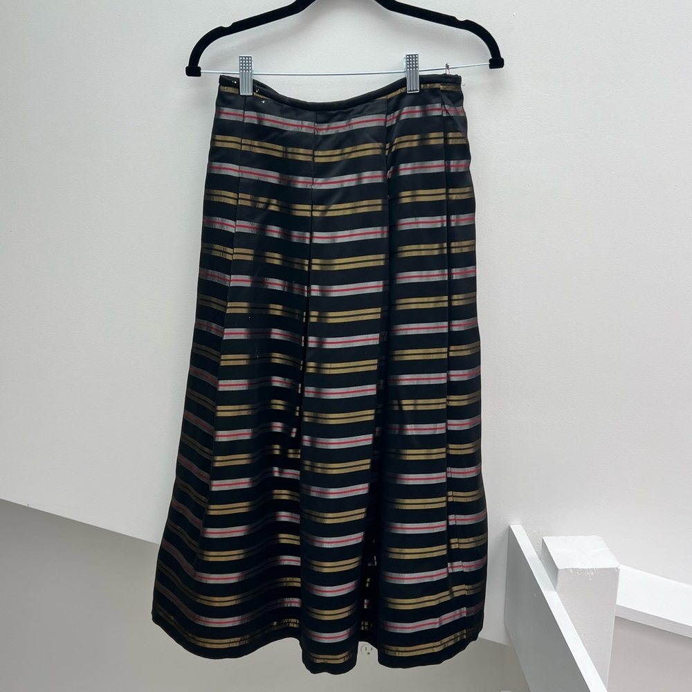 Vintage large Victor Costa for Saks Fifth Avenue black and metallic a-line skirt